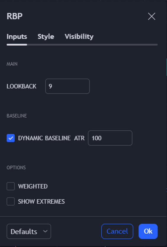 balance of power indicator settings