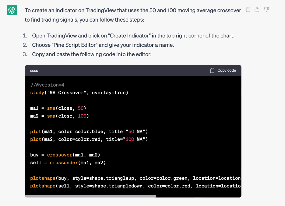 ChatGPT pinescript code