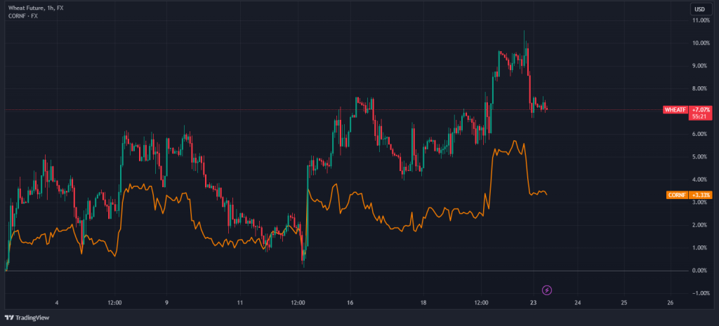 correlation wheat and corn overlay