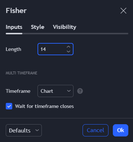 fisher transform settings