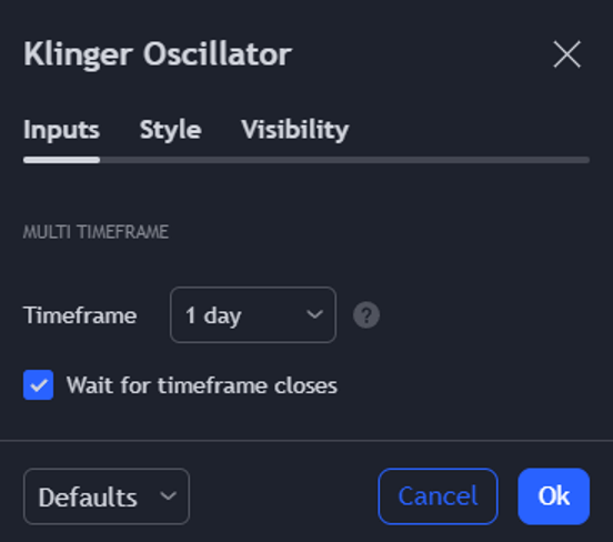 klinger oscillator settings