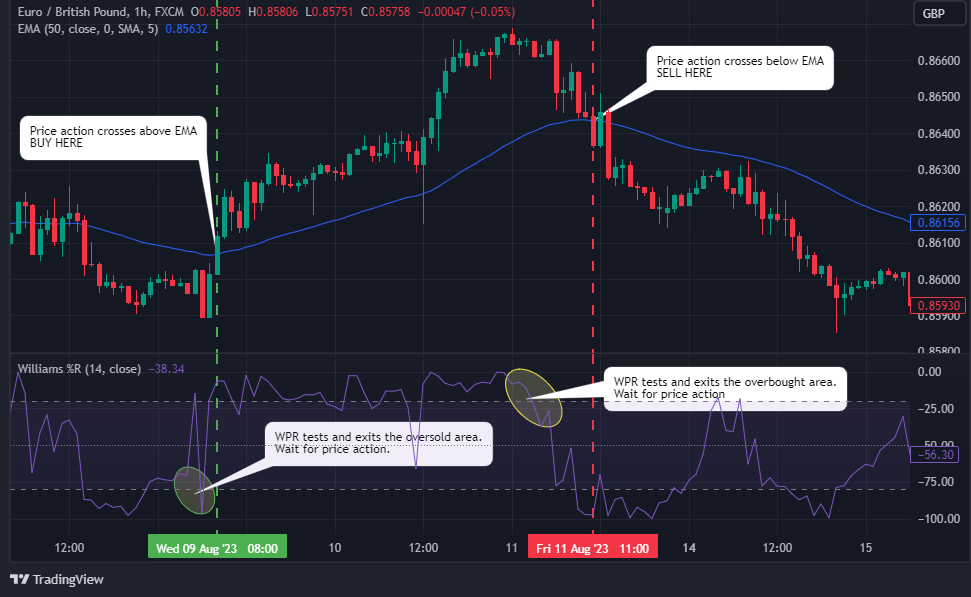 Williams Percentage Range With EMA Trading Strategy Entry